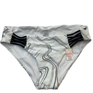 Y2K Victoria’s Secret Bikini Tie Up White Black Marble Swirl NWT Pink L 12/14